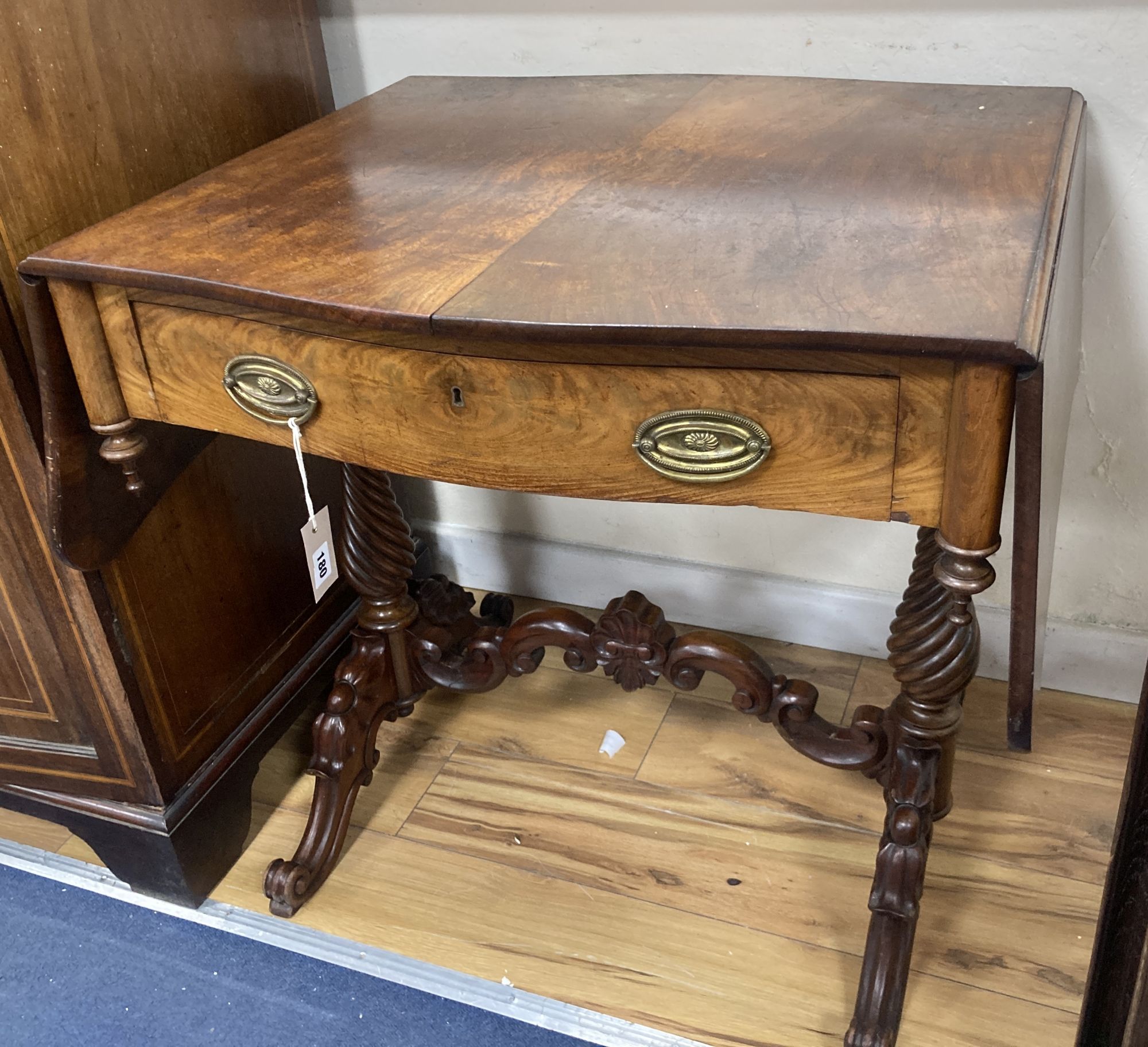 A 19th century French mahogany sofa table, width 74cm, depth 65cm, height 73cm